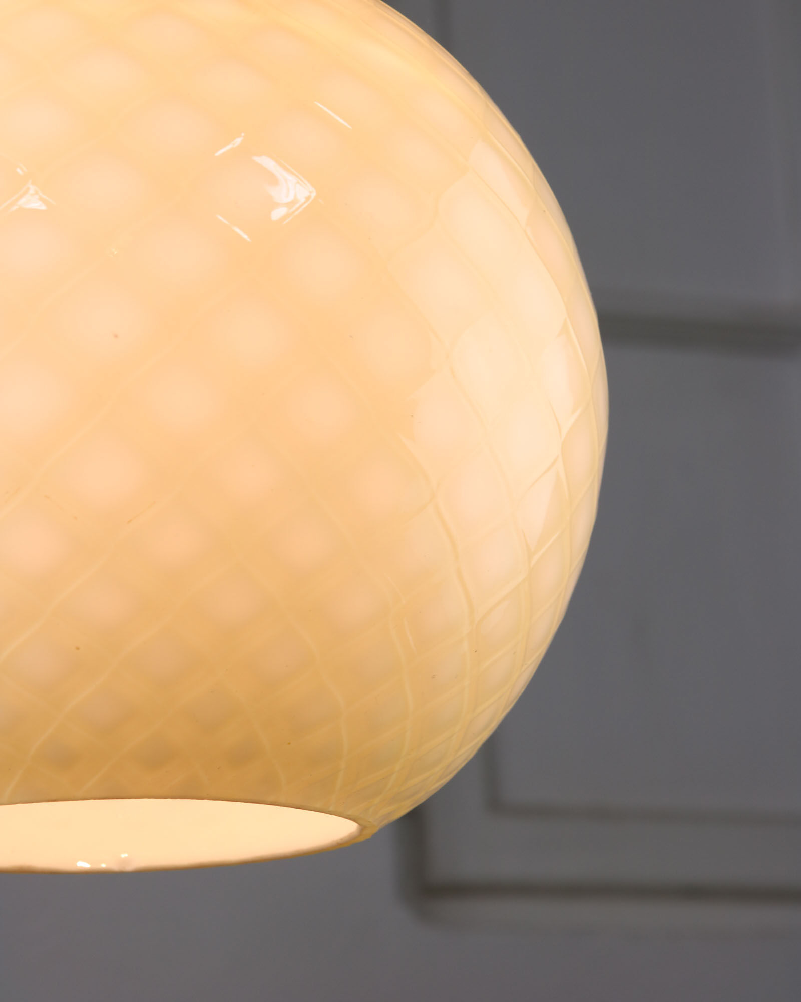 Mid-century Yellow & Brass Pendant Lamp