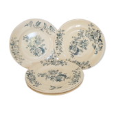 6 Longwy Ycho model flat plates in iron earthenware