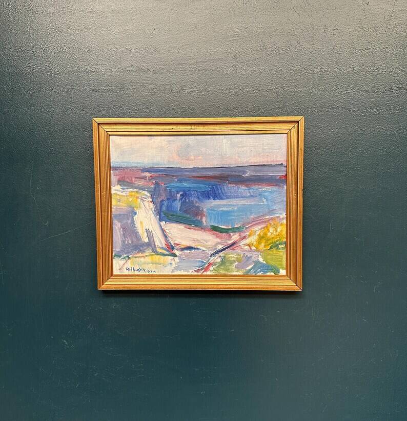 Original Swedish Oil on Canvas – “Coastal Landscape” by Arthur Y. Nilsson – Signed – Vintage & Framed