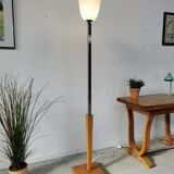 Art deco floor lamp Mazda chrome opaline wood