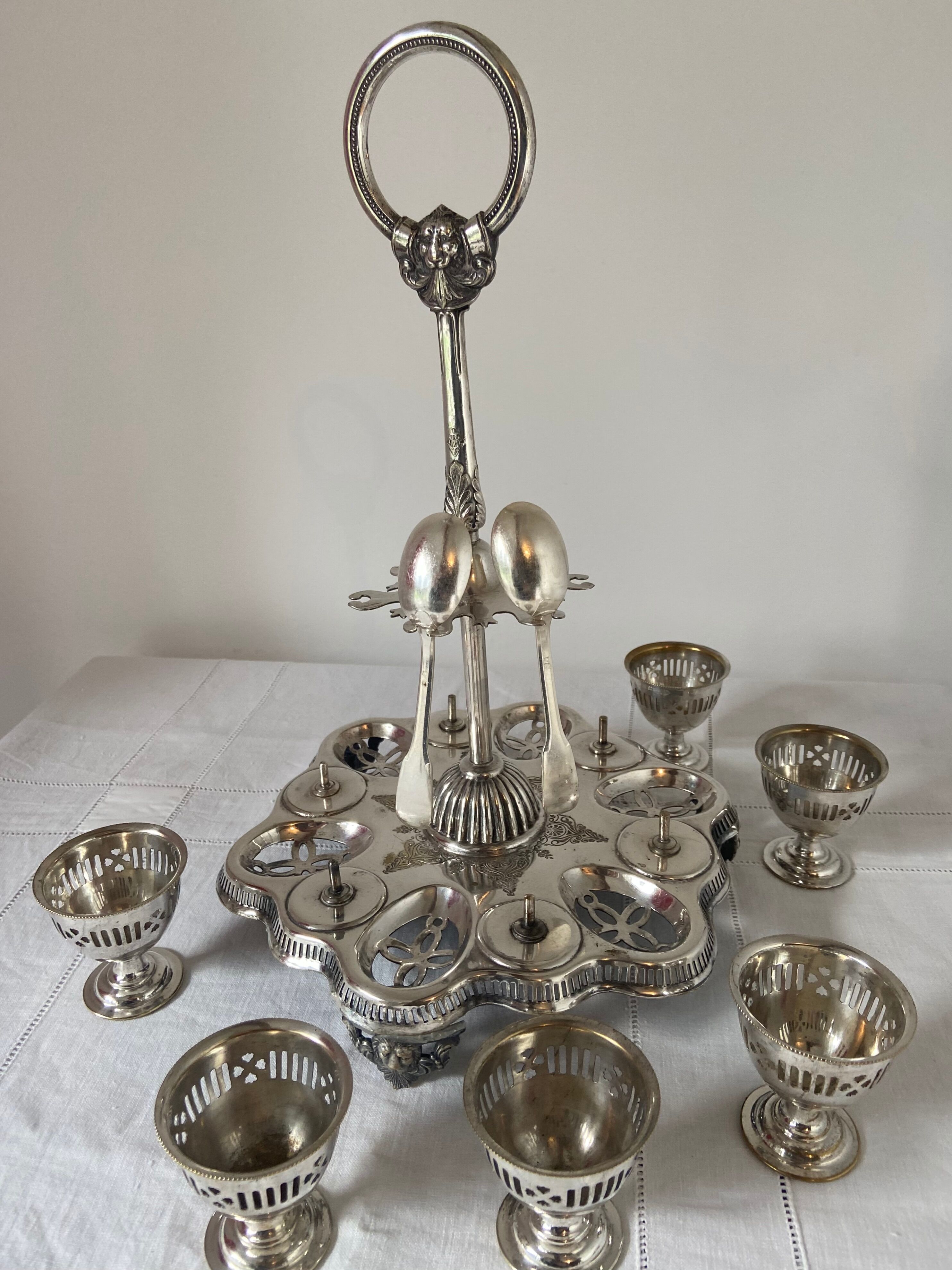 Old egg tree silver metal