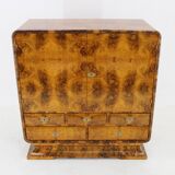 1930s Rare Art Deco Cabinet with Drawers in Walnut Finish, Czechoslovakia