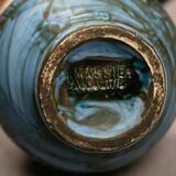 Blue ceramic pitcher with frieze by Jérôme Massier – Vallauris