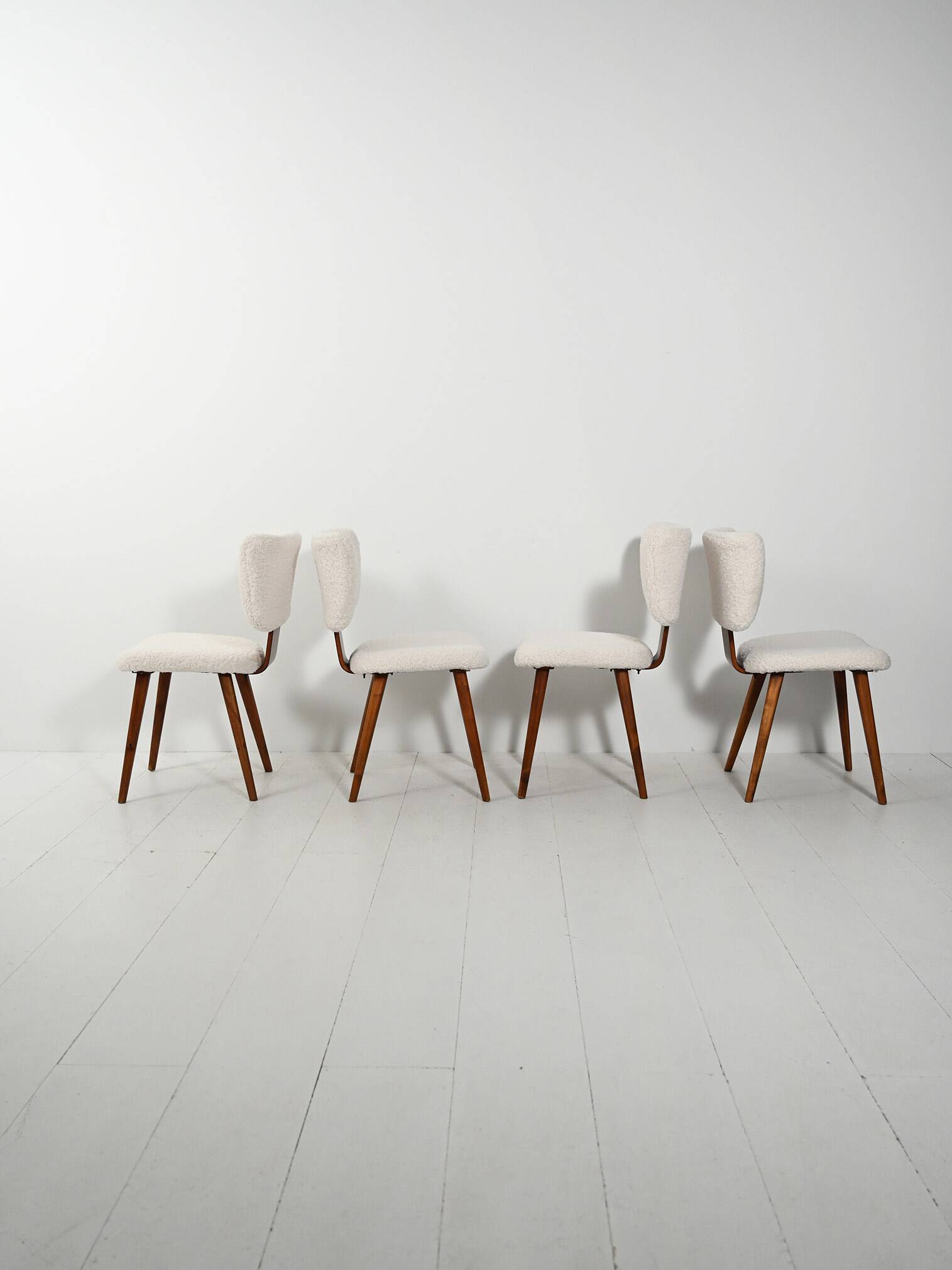 Set of Four Scandinavian Chairs in Bouclé wool