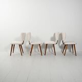 Set of Four Scandinavian Chairs in Bouclé wool
