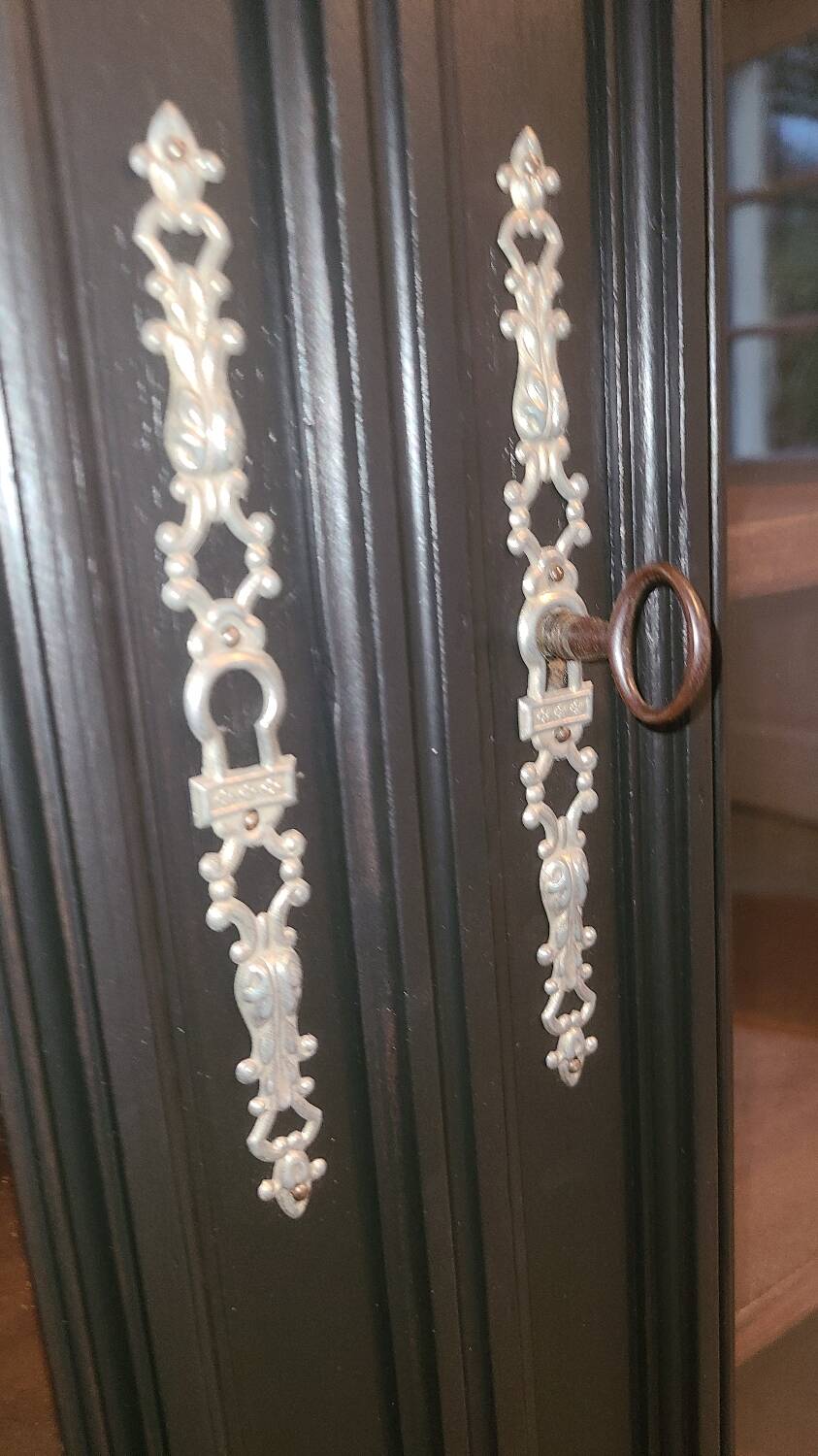 Old black Napoleon III display case, dresser, cabinet of curiosities, storage unit