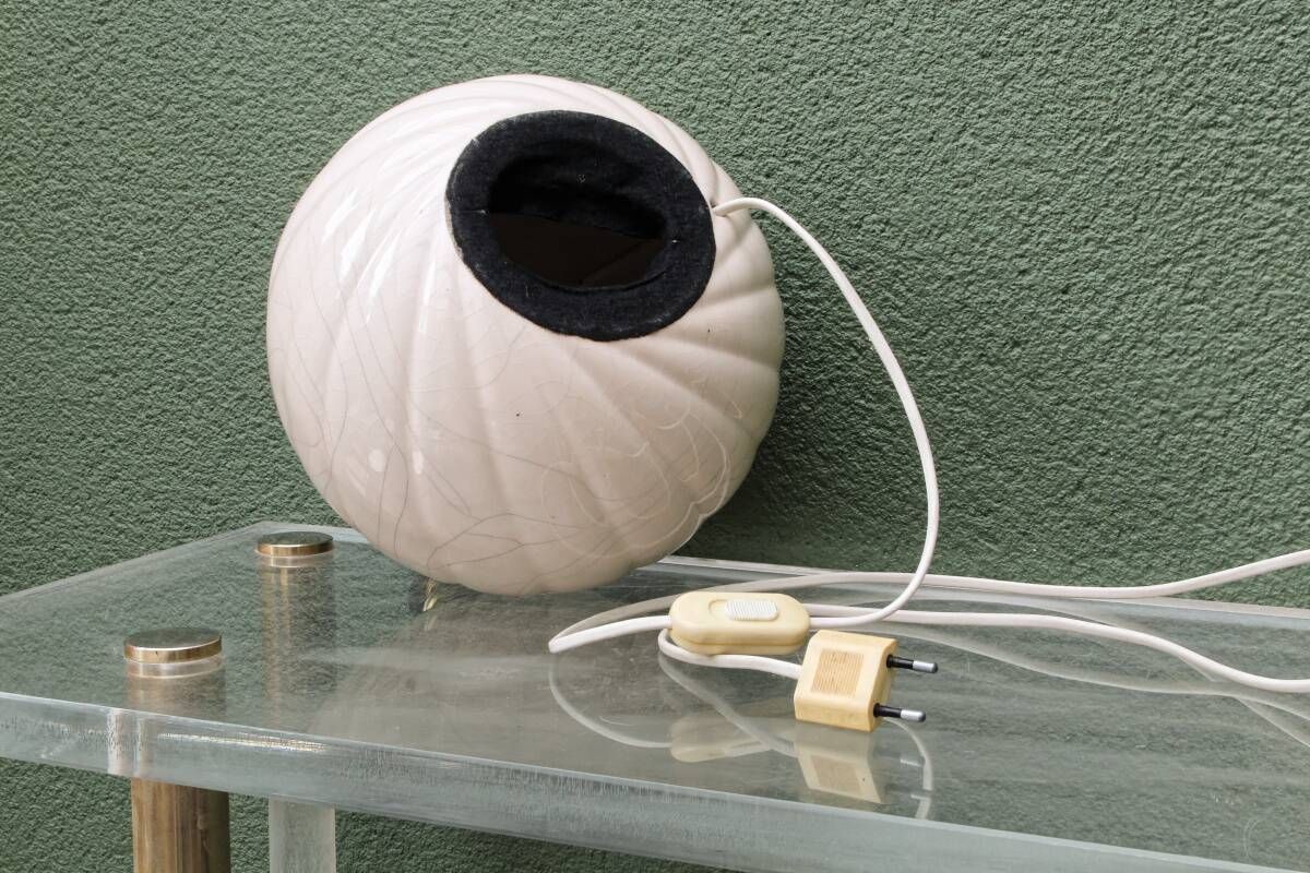 Twisted ball lamp in cracked ceramic, 1980s