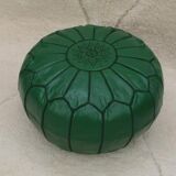Pouf marocain en cuir vert