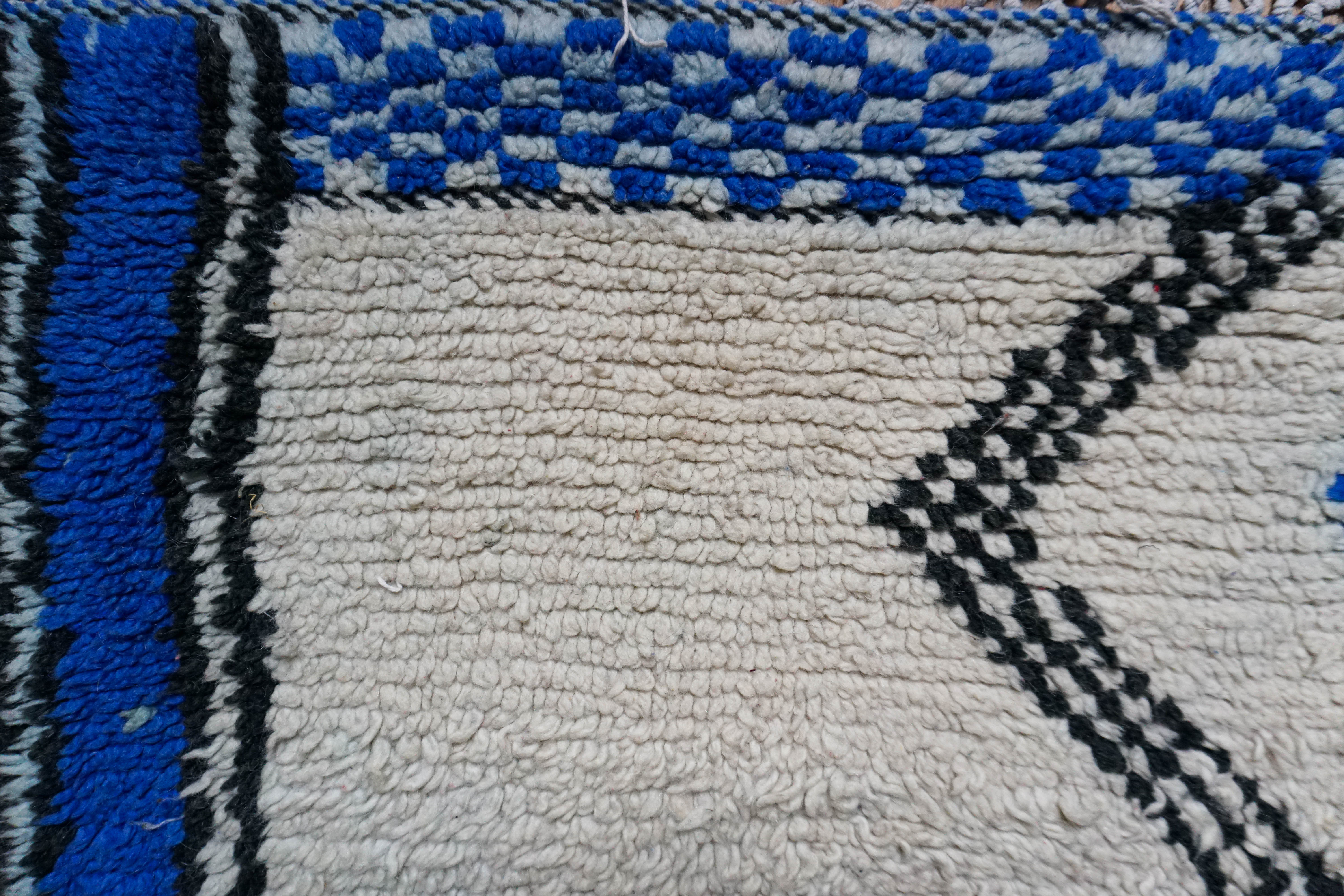 Old azilal carpet blue and white