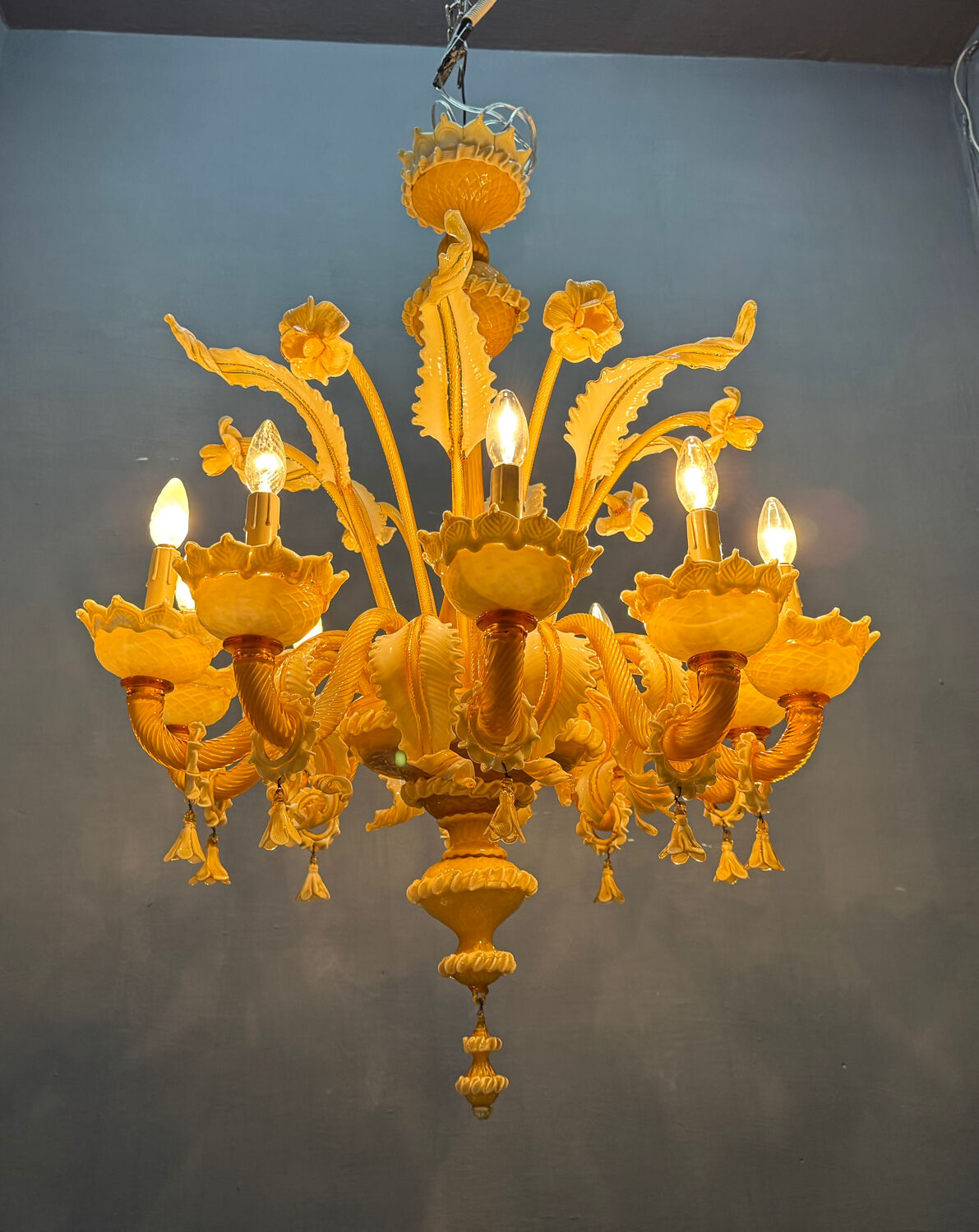 Large Venetian Murano Glass Chandelier 10 Lights 1950’s