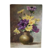 Table bouquet of flowers oil on cardboard