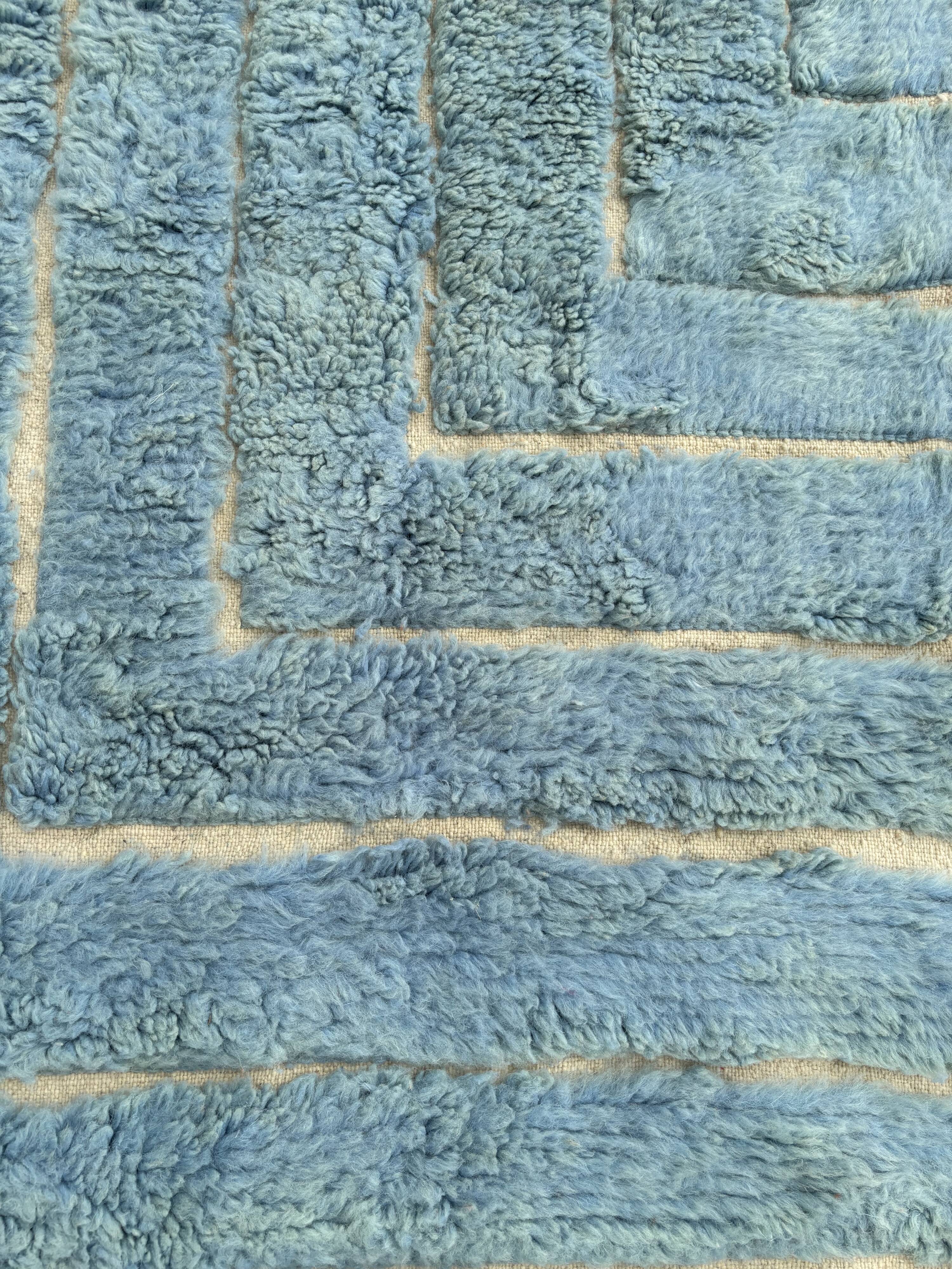 Berber Moroccan Mrirt blue wool rug