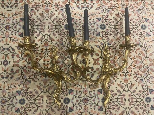 A pair of gilt bronze wall sconces in the chinese style - louis xv style