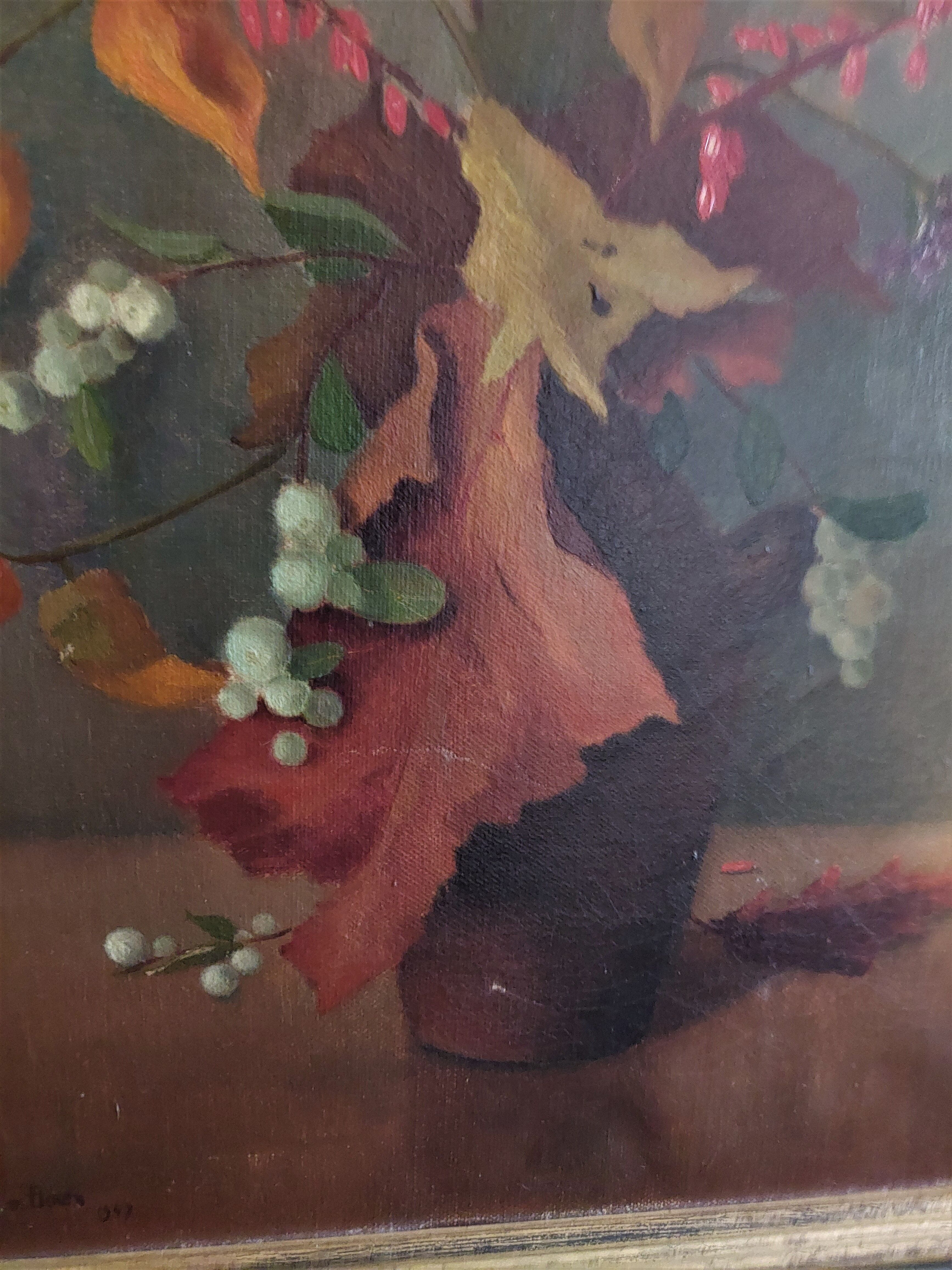 Painting oil on canvas still life bouquet