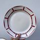 7 flat plates in white and red burgundy porcelain vintage Badonviller model Louise