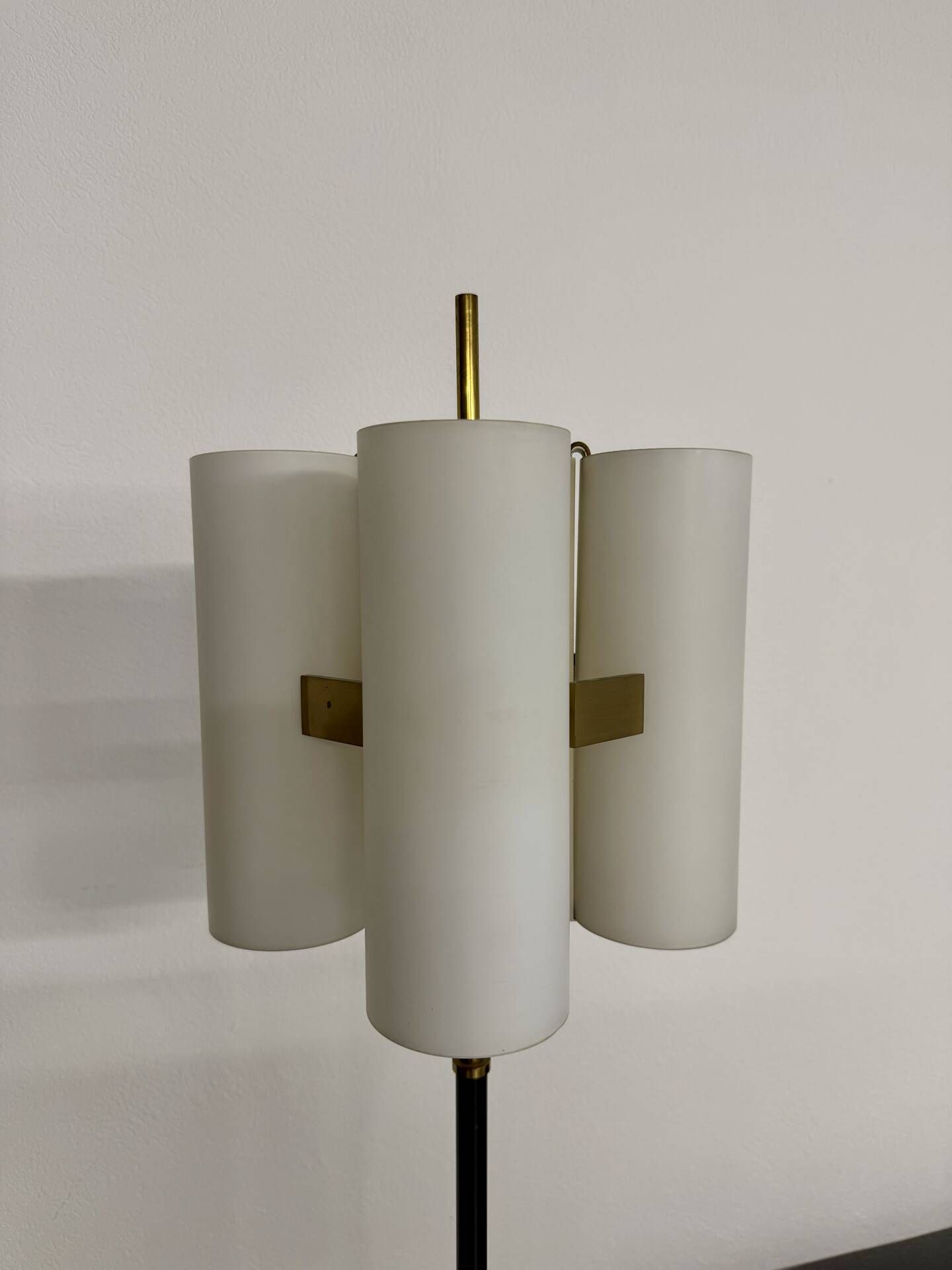 Vintage 1960s Arlus France brass four-light lamp post.