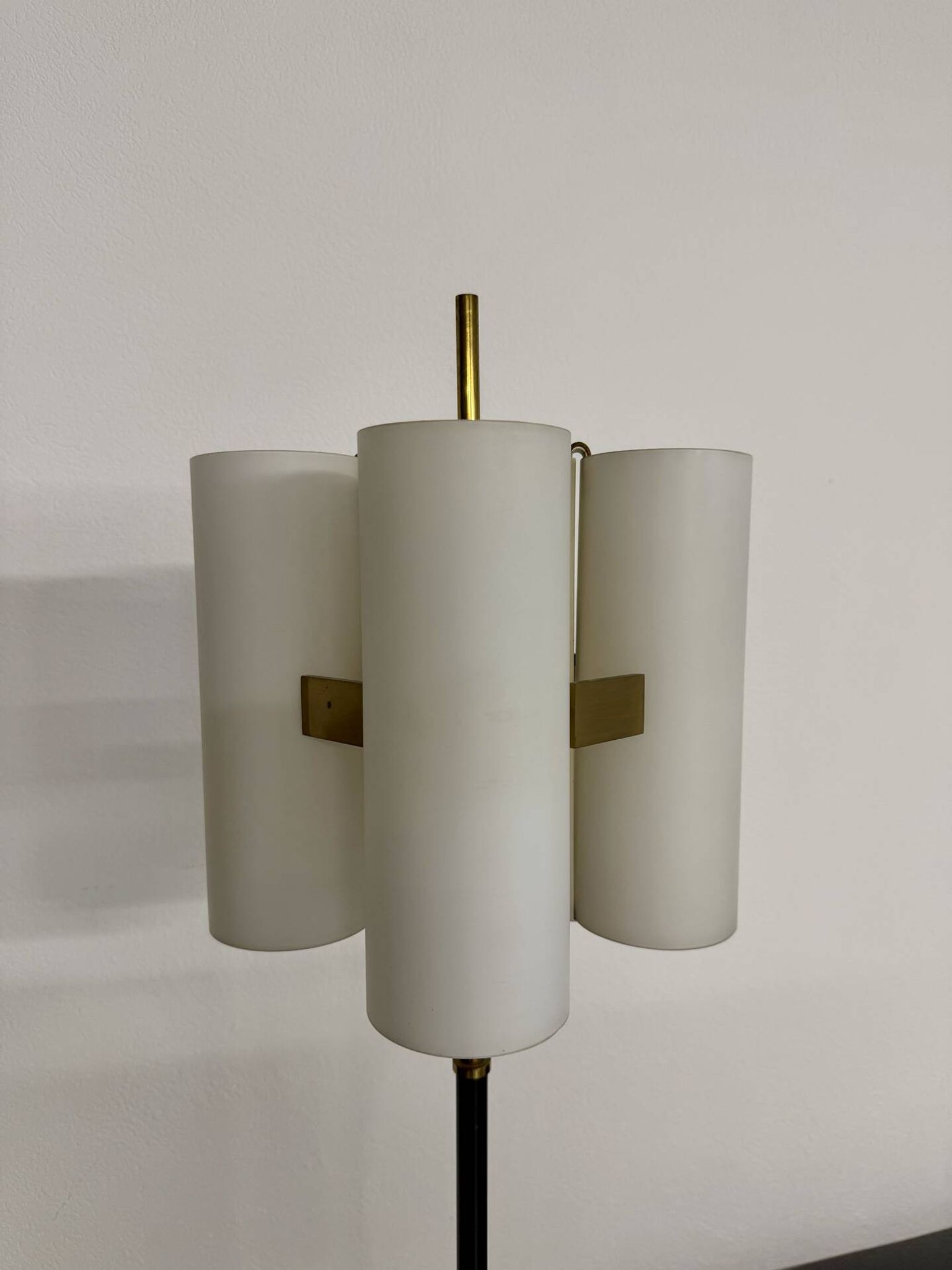 Vintage 1960s Arlus France brass four-light lamp post.