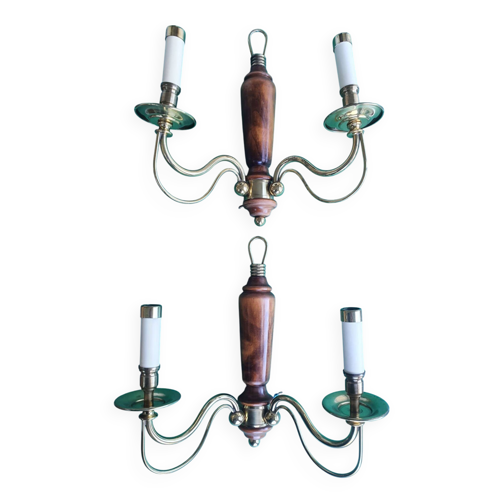 Pair of large antique candlestick wall sconces