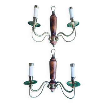 Pair of large antique candlestick wall sconces