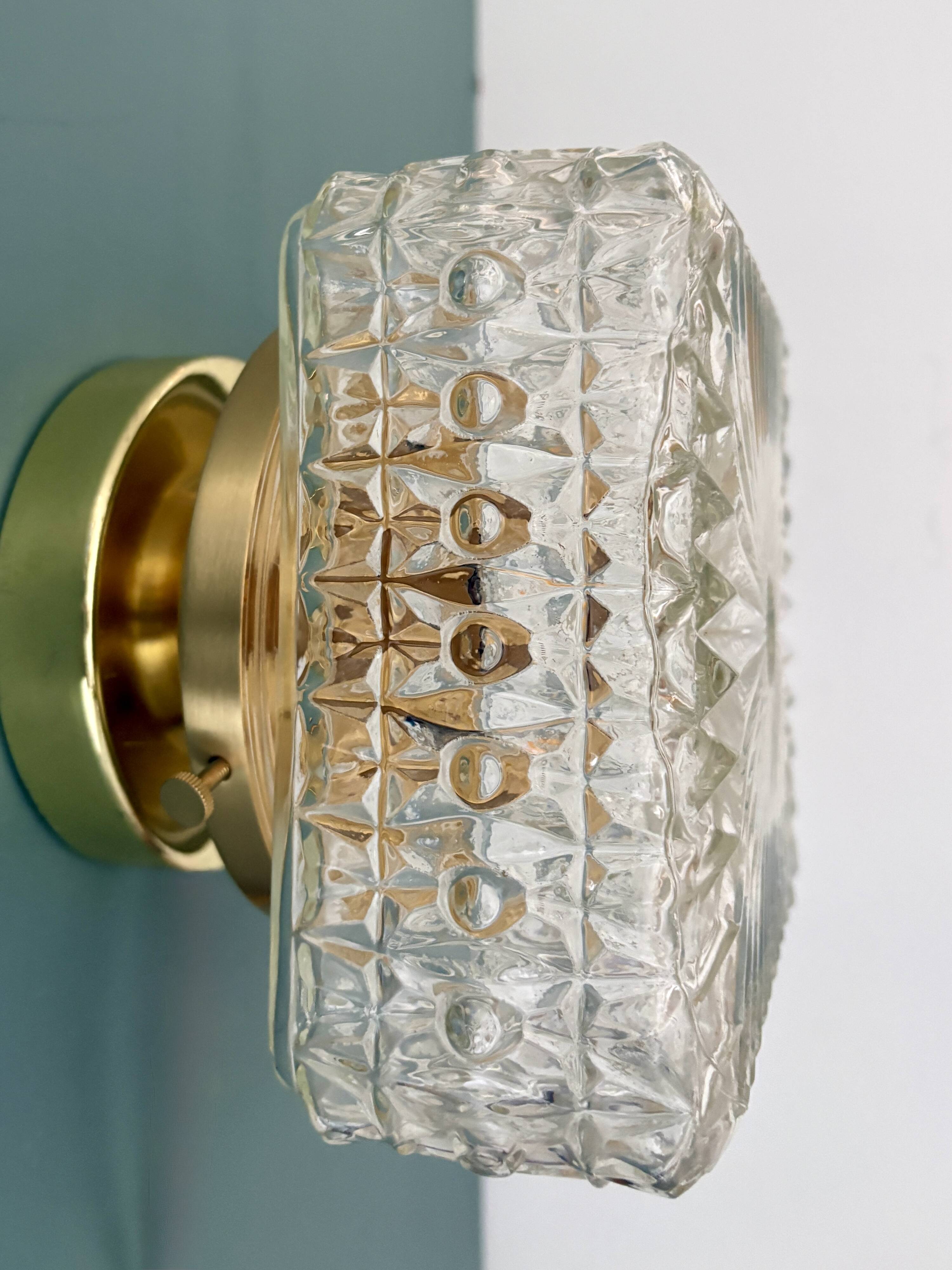 Vintage square glass globe wall/ceiling light.
