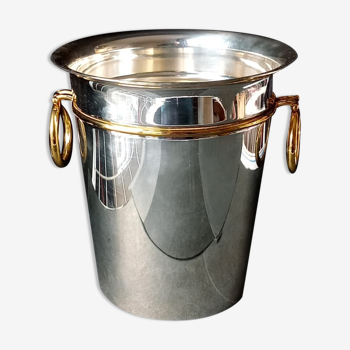 Orfevrerie Vuillermet - champagne bucket in silver metal and golden handles