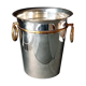 Orfevrerie Vuillermet - champagne bucket in silver metal and golden handles