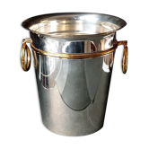 Orfevrerie Vuillermet - champagne bucket in silver metal and golden handles