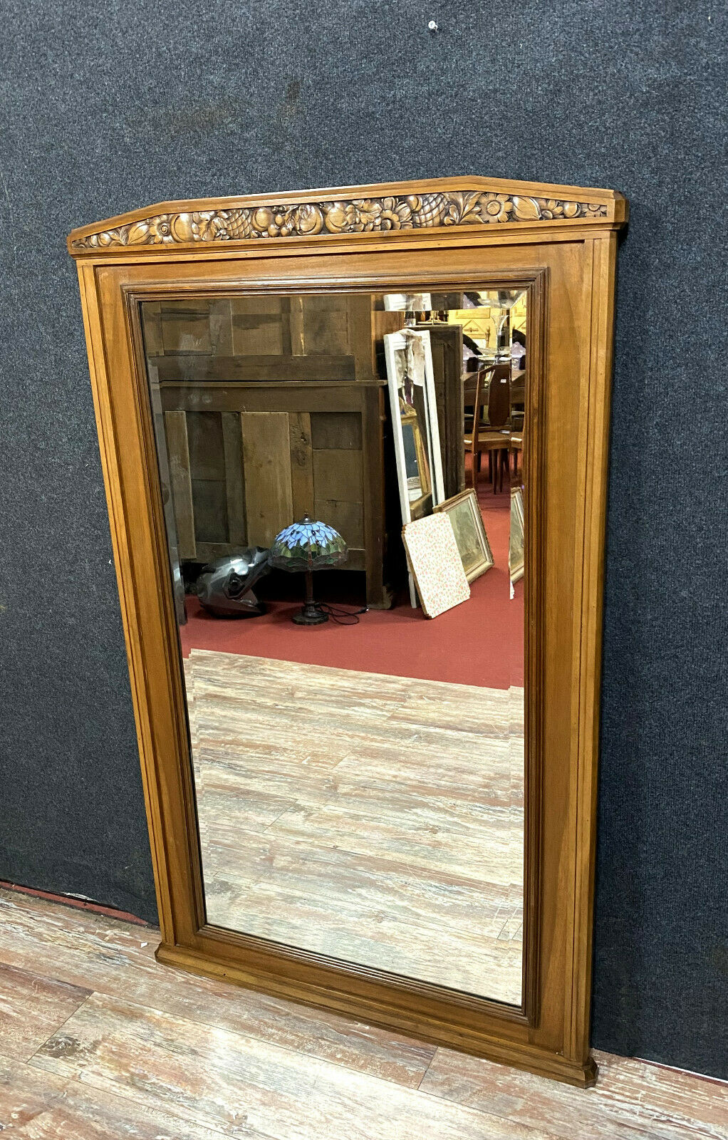Mirror art Deco era in walnut patina blonde patina