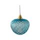 Suspension vintage bleue turquoise en verre ciselé électrifiée à neuf