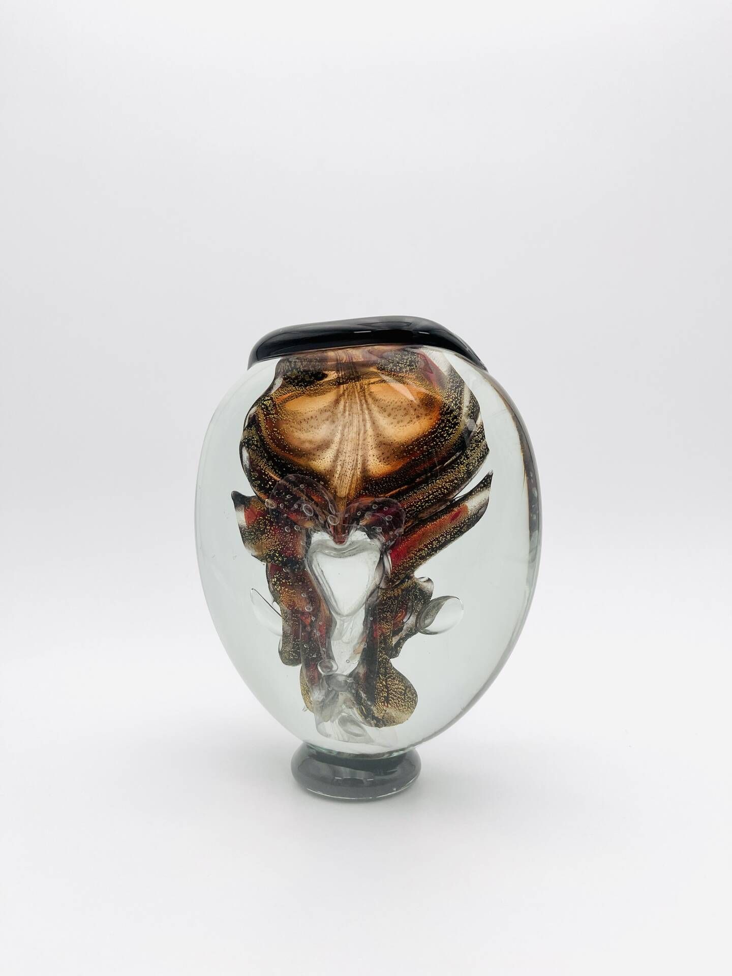 Sculptural Vase Robert Pierini Studio Glass 1994 Signed - Copper & Gold