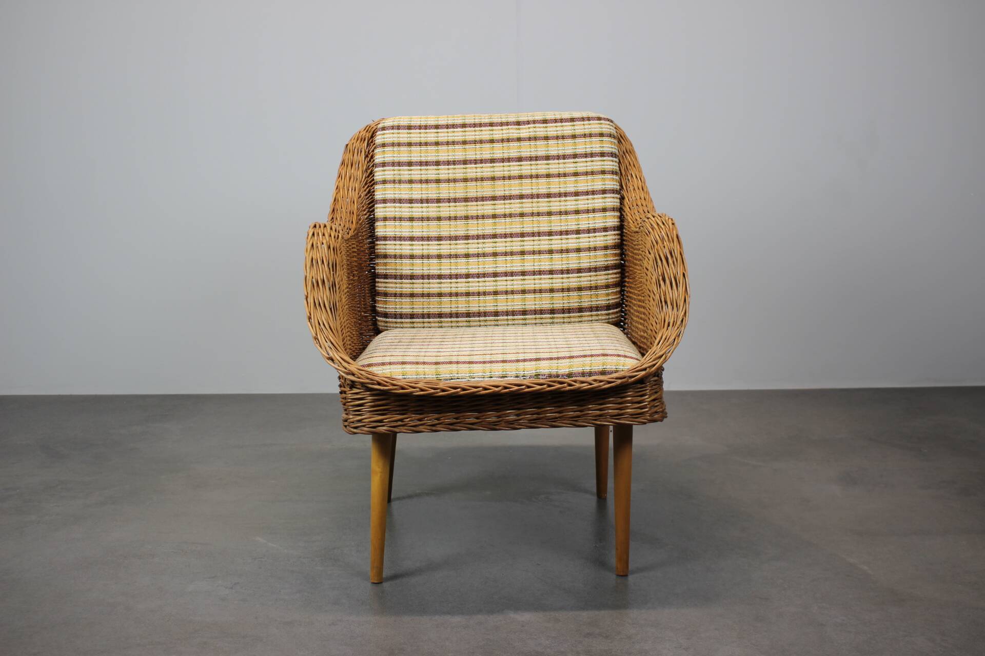 Rattan armchair from the 1970s by Uluv, Czechoslovakia