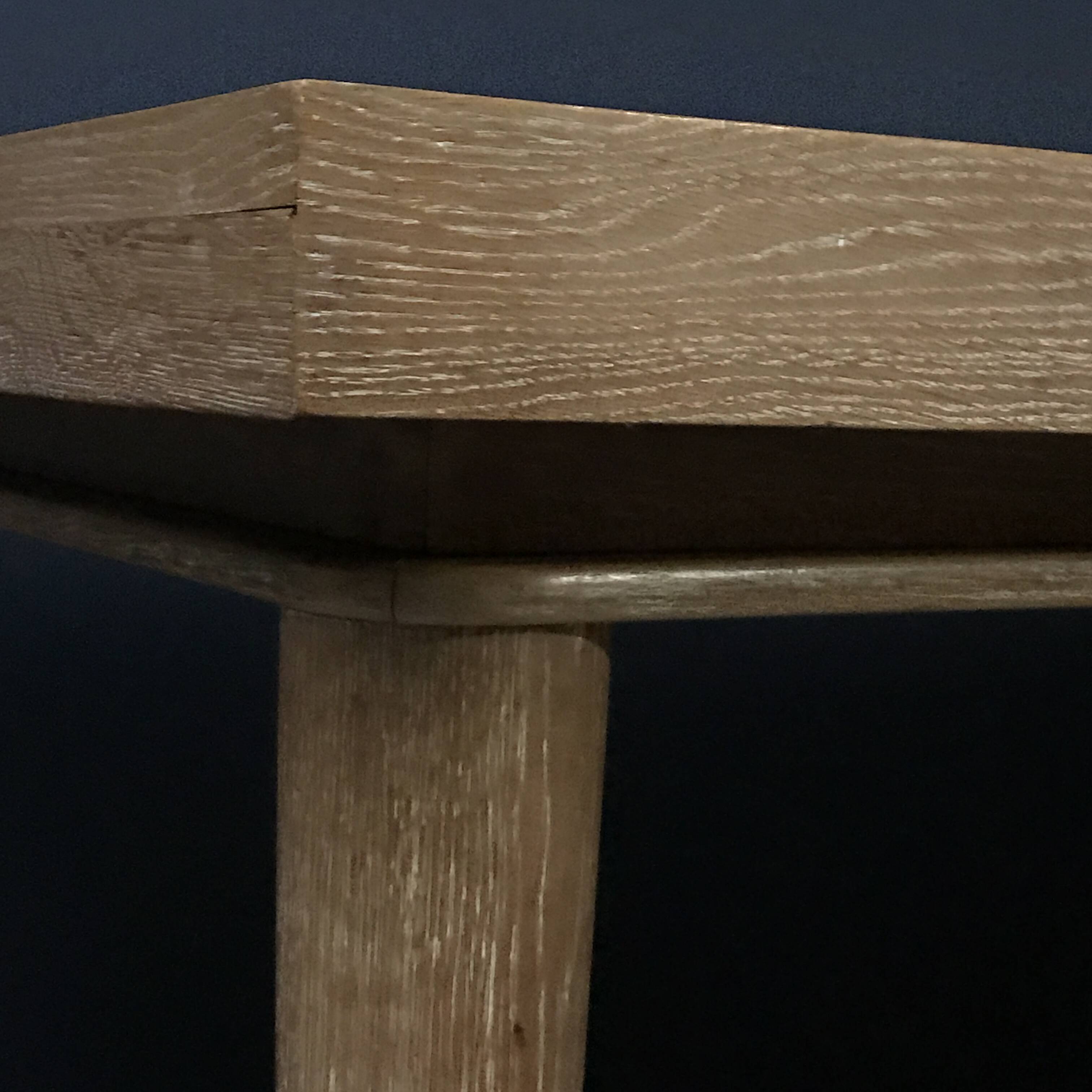 French Art Deco Expandable Oak Table, 1980s