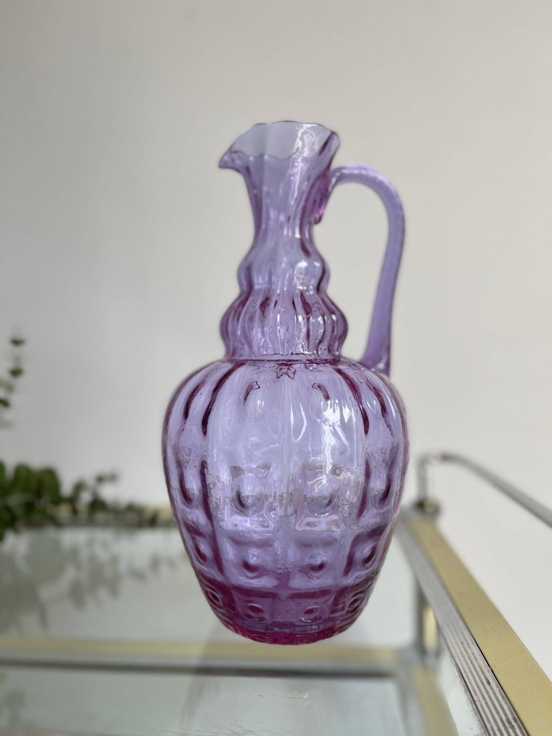 Large purple Empoli glass pitcher
