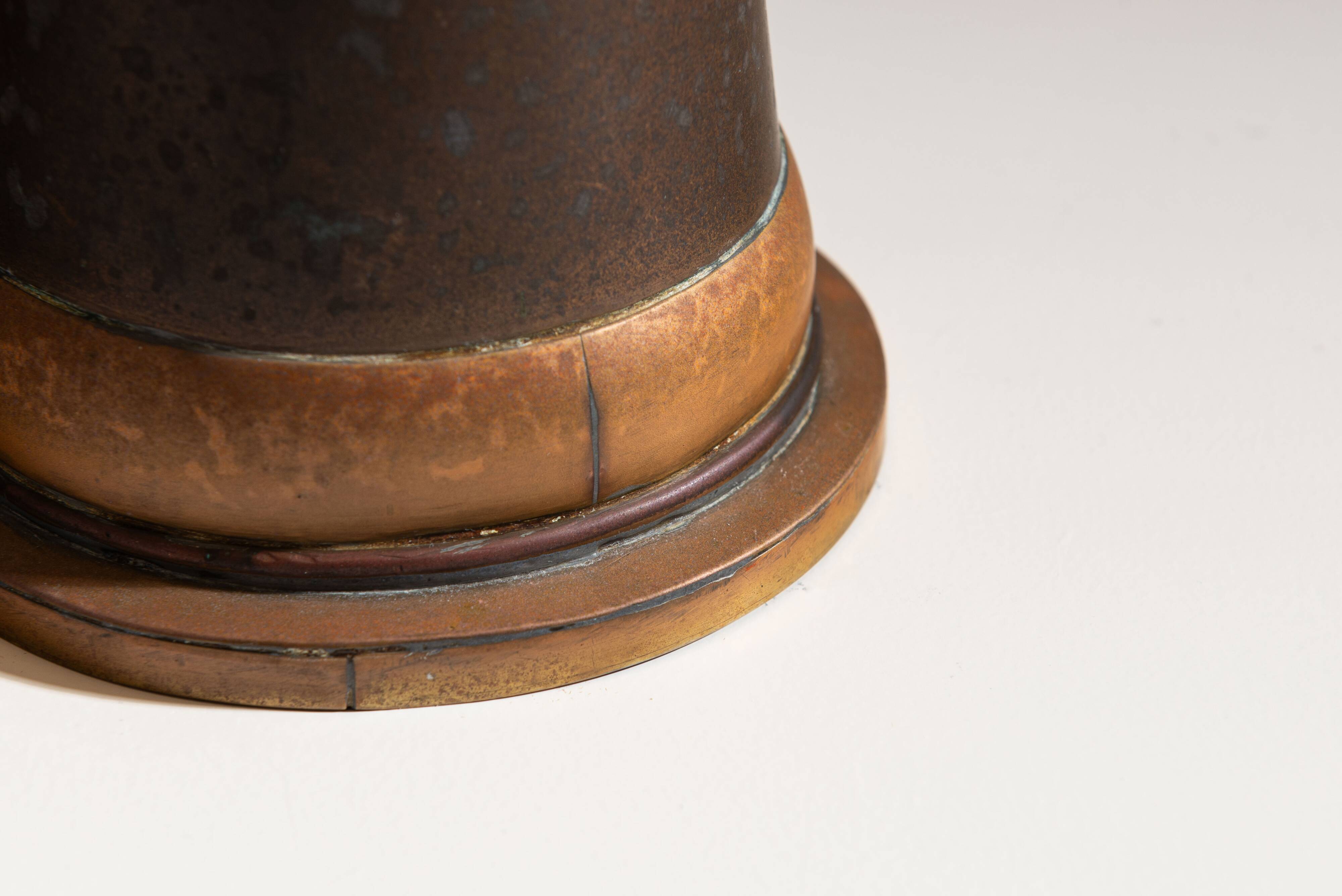 Scandinavian tapered copper and brass table lamp