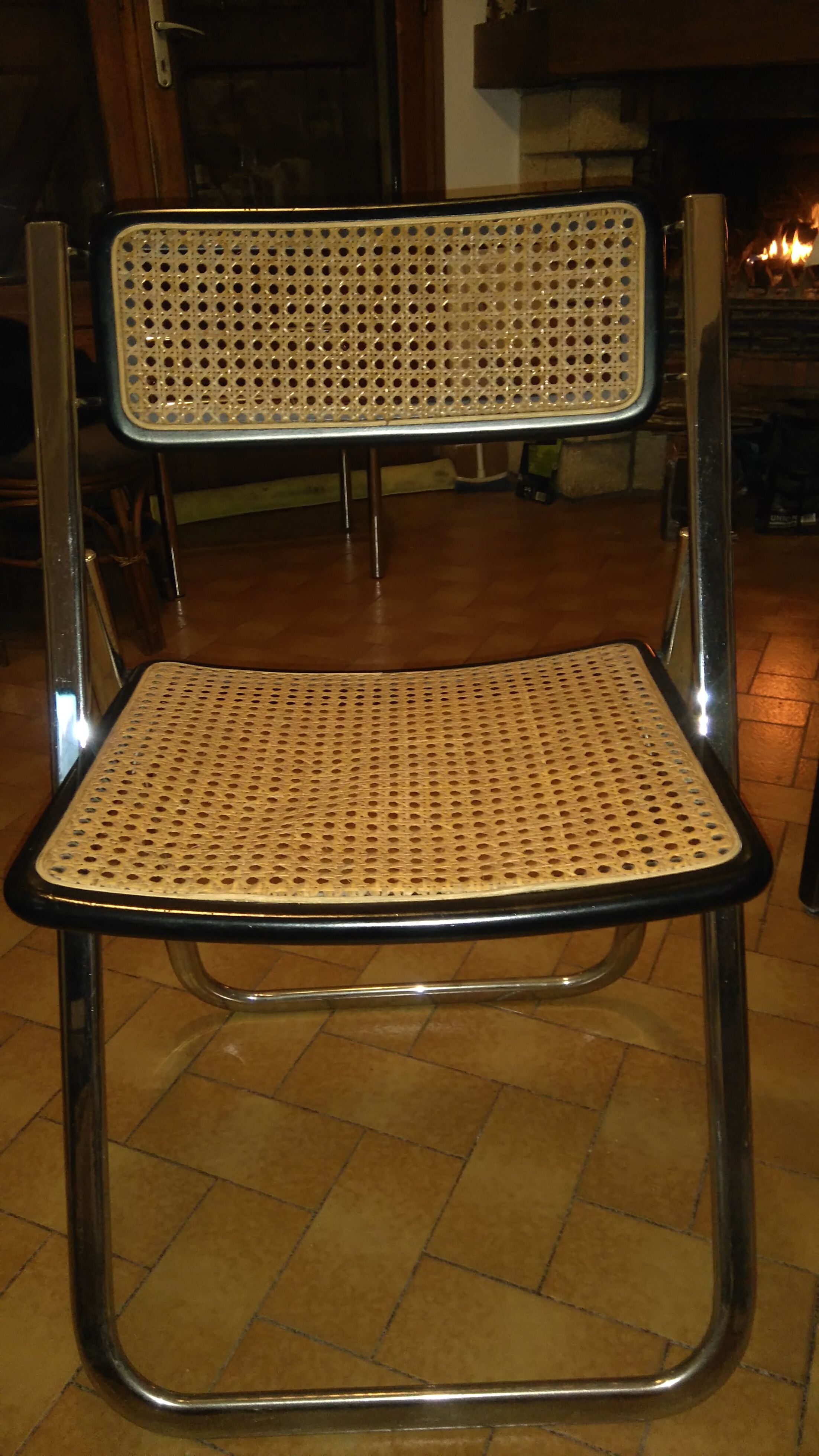 Cannage and chrome chair