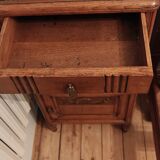 Wooden bedside table with mobile marble top