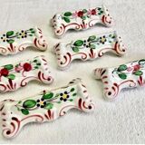 6 old Luneville earthenware knife holders