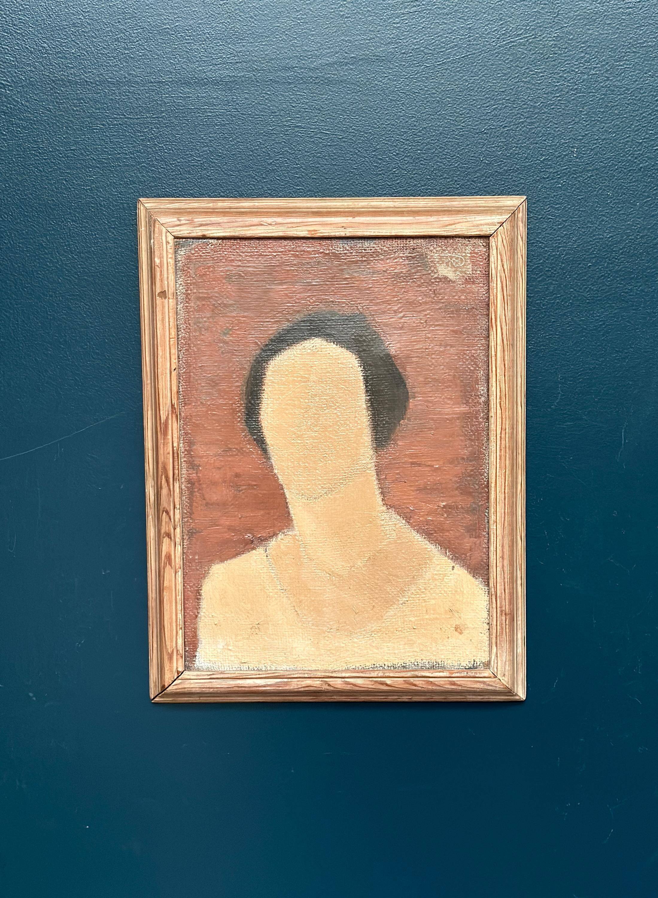 Original Swedish Oil On Canvas – “Portrait” By Fred – Dated 51