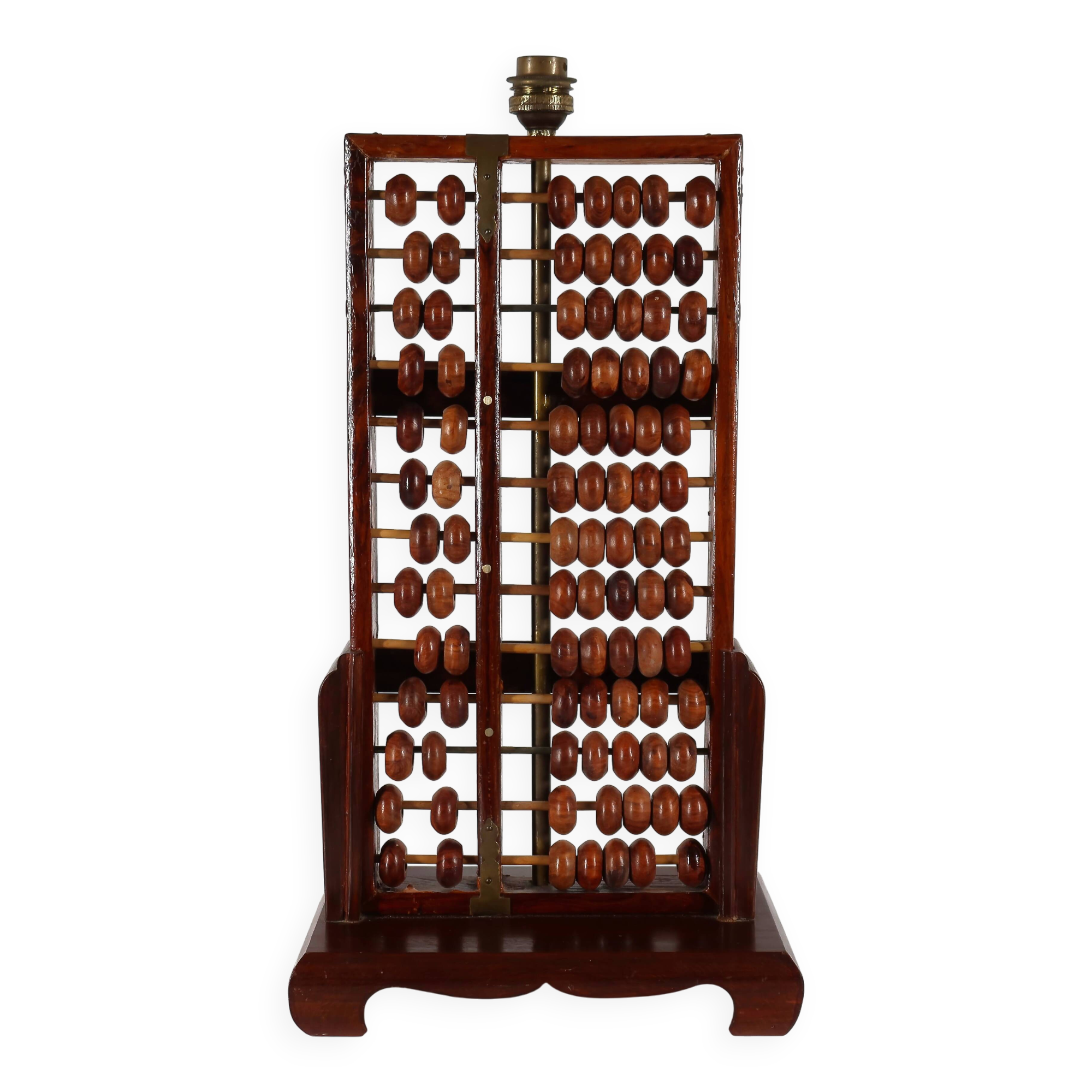 Old abacus lamp base, Chinese suanpan "lotus-flower brand"