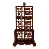 Ancien pied de lampe boulier, abacus chinois suanpan “lotus‑flower brand”