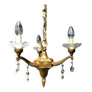 Gilt French Chandelier: - crystal