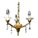 Gilt French Chandelier: Neo Classical 3-Branch Crystal Pendant Light