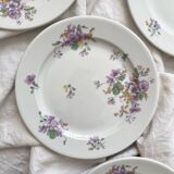 4 assiettes à dessert en porcelaine décor de fleurs Bernardaud Limoges