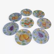 Old Salins earthenware dessert or cheese plates x 8