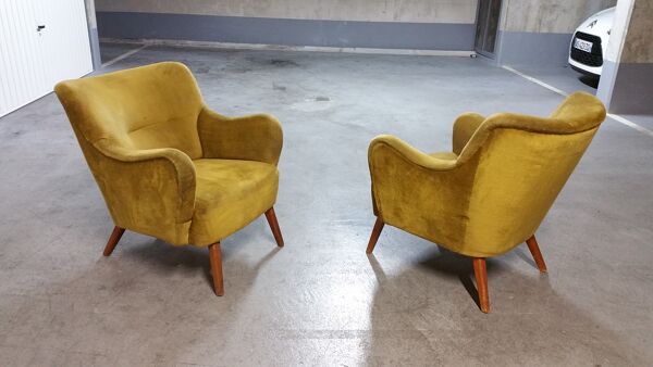 Fauteuil original années 50-60 design italien doré