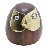Solid wood & brass owl paperweight