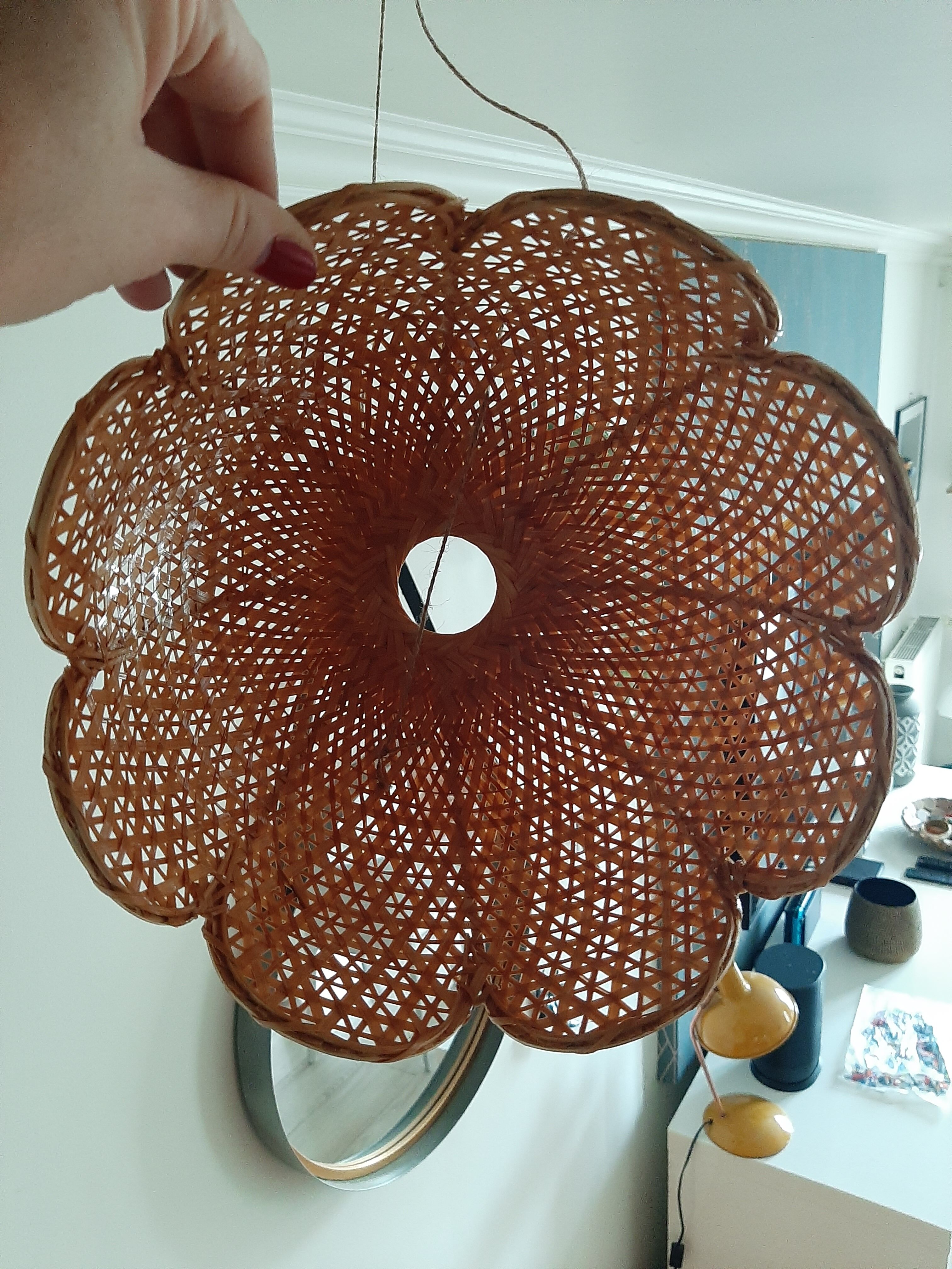 Vintage lampshade wicker braided varnished