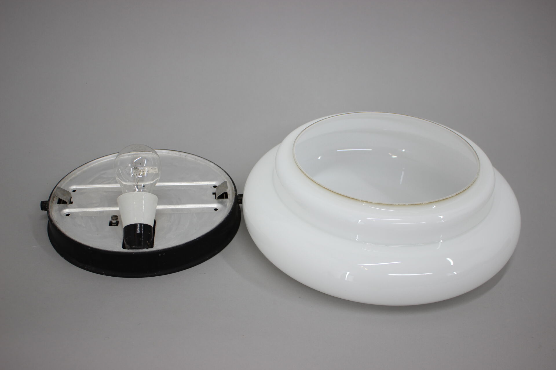 Glass flush mount light czechoslovakia, 1970