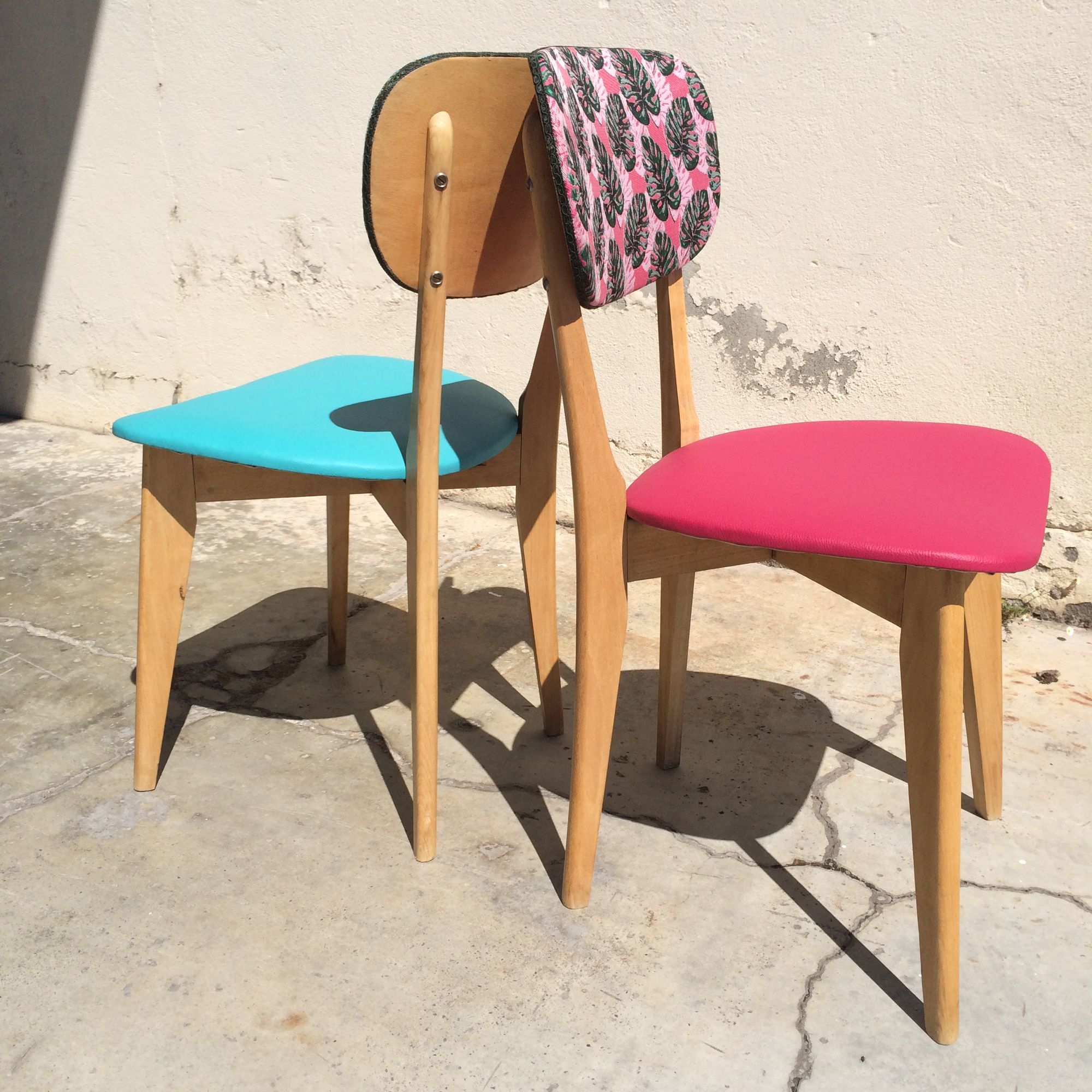 Pair of vintage chairs in solid beech