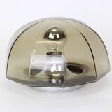 Pair of smoked glass wall lights or ceiling light by Hillebrand, Germany, 1960s.